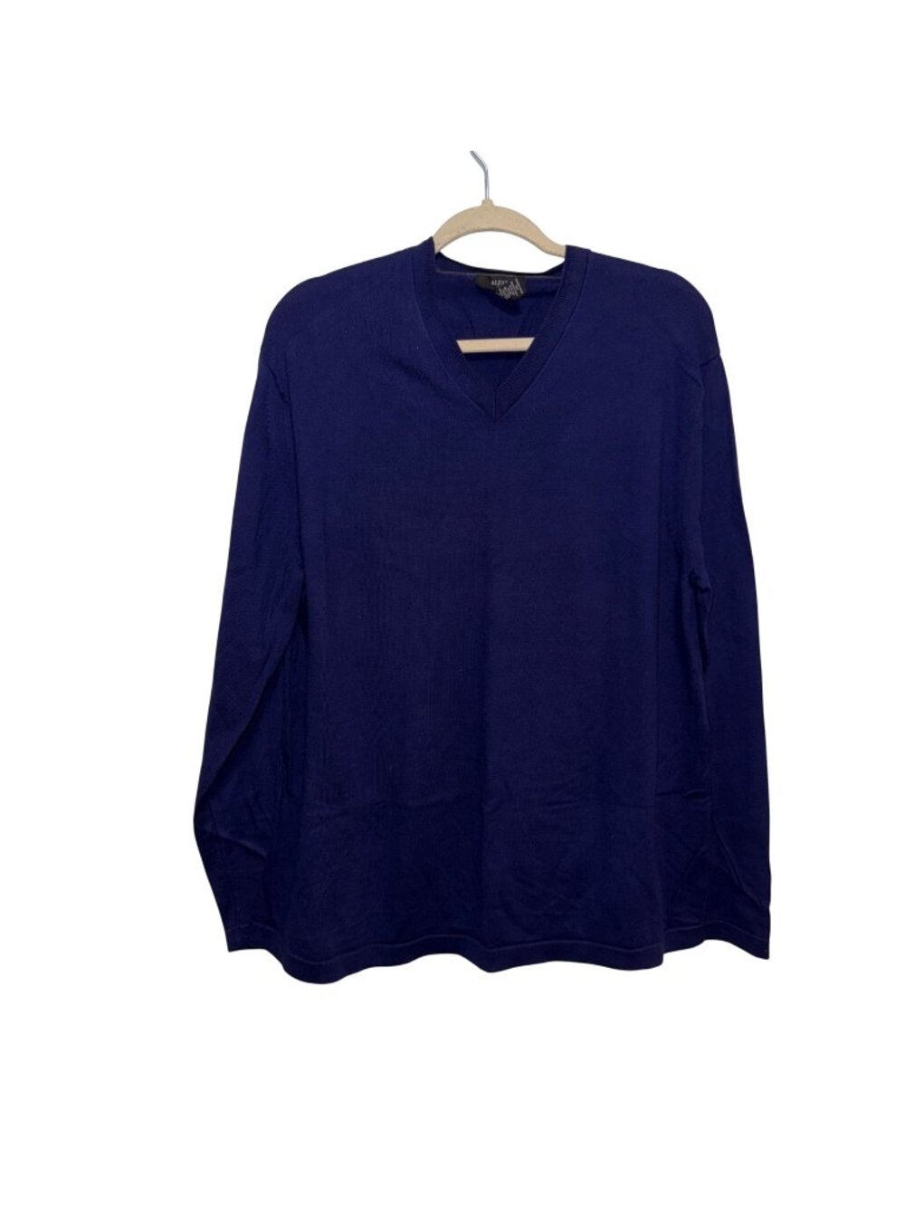 Alfani Mens V-Neck Long Sleeve Sweater XL 100% Pima Cotton Navy Blue